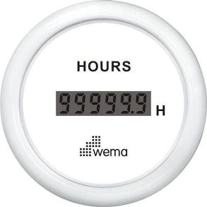Wema Timetller LCD 12/24 Volt Hvidt