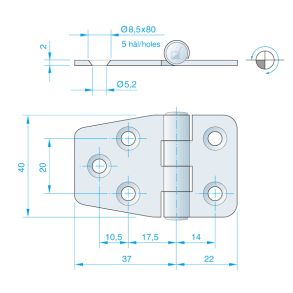 Roca hngsel 59x40mm poleret messing