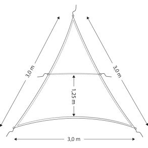 Cockpit solsejl/presenning trekantet 3m