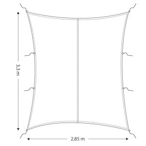 Cockpit solsejl/presenning retangulr 2,85 x 3,3m