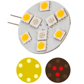 Nauticled G4 rd/hvid sidepin 30mm 10-30vdc 0,5/1,4/10W