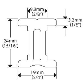 Ronstan I-skinne 19 mm, 3m