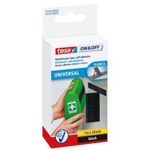Tesa Velcro tape burretape 20mm, Sort